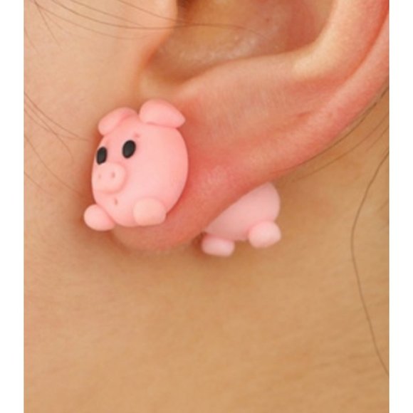 🐧Adorable Pig Polymer Clay Jacket Earrings